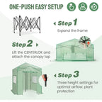 Portable 8x6 Greenhouse for Outdoor Gardening with Steel Frame, PE Cover, Roll-Up Door, and Mesh Vent Windows - Green