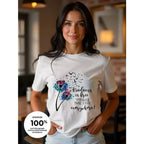 【New Arrival】Dandelion Butterfly Watercolor Print T-Shirt Women's Summer Cotton Casual Top