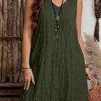Plus Size, Plus-size Women's Solid Color V-neck Dress, Suitable for Spring and Summer Wear