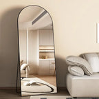 65 x 24 Large Arched Floor Mirror - Black Standing Full-Length Wall Mirror for Home Decor