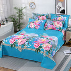 3pcs/Set Home Textile Bed Sheet Set with Pillowcases Cotton Material Lovers Room Bedding Room Flat Sheet