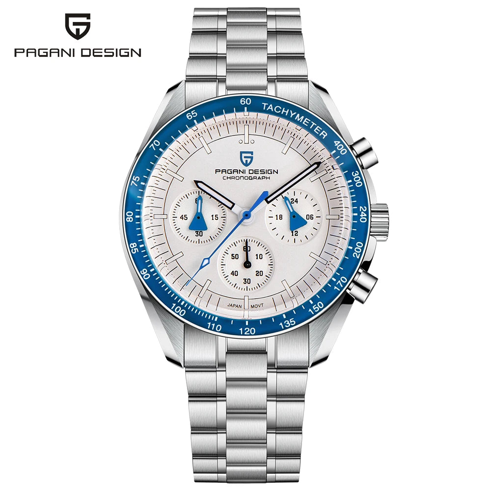 PAGANI DESIGN 2026 New Moon Watch Retro Luxury Quartz Watches For Men Stainless steel Luminous waterproof Sport Chronograph Man
