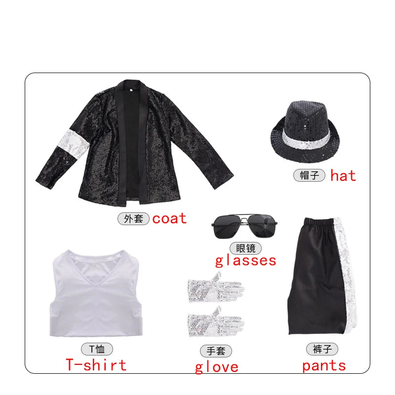 Halloween performance costume tap dance MJ dance performance costume Mike cosplay set imitates Easter party dress up new