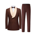 Men's Double Breasted Suit 2-Piece Set, Shawl Collar Waffle Texture Blazer Jacket & Pants, Formal Wedding Prom Business Wear