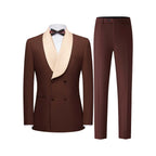Men's Double Breasted Suit 2-Piece Set, Shawl Collar Waffle Texture Blazer Jacket & Pants, Formal Wedding Prom Business Wear