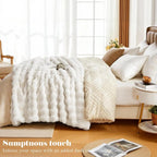 Faux Fur Throw Blanket for Couch, 1000 GSM Cozy Fuzzy Fluffy Soft Plush Thick Bubble Sherpa Blanket for Sofa Bedroom Living Room