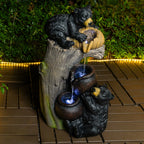 Bear Outdoor Water Fountain with LED Lights Cascading Fountains Outdoor for Patio Yard Balcony 23.62'' Garden Fountains Outdoor and Outdoor Water Fountain Decor   WL RR