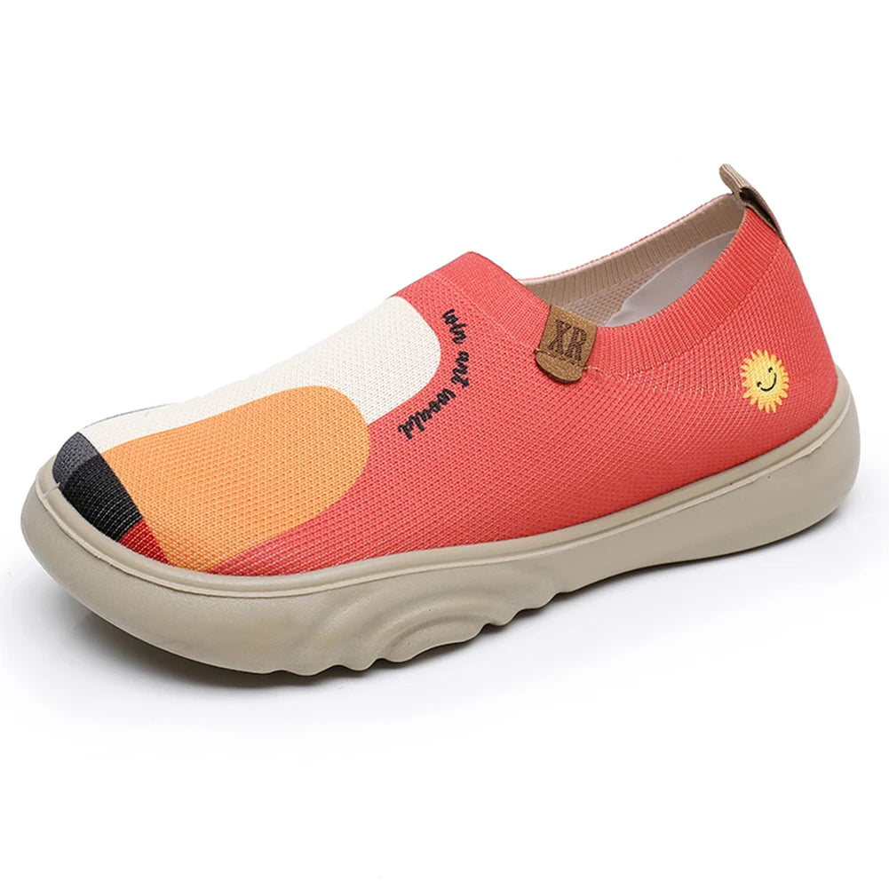 Women Painted Loafers Anti Slip Floral Art Sneakers Breathable Fashion Travel Shoes Casual Walking Shoes for Outdoor Travel