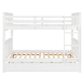 White Full Over Full Bunk Bed with Twin Trundle and Ladder