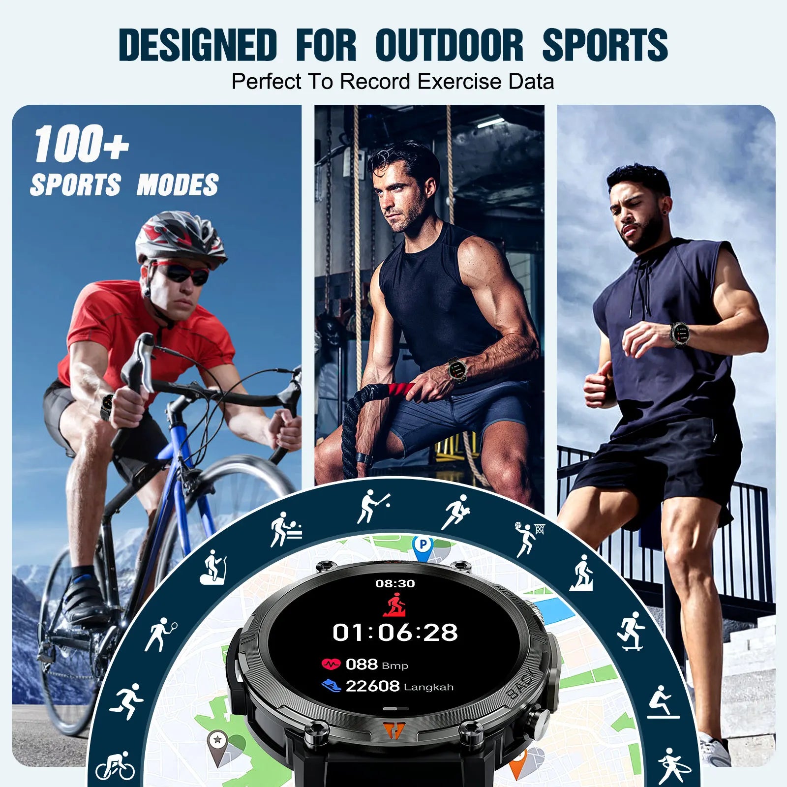LaNikar 2025 KE3 Bluetooth Call Smart Watch Men Full Touch Screen Health Monitor With  steel ring Men SmartWatch For IOS Android