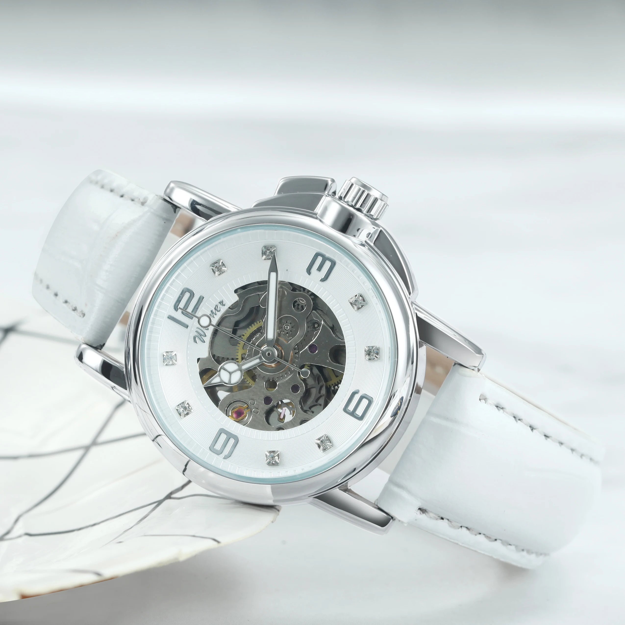 WINNER Fashion Elegant Mechanical Watch for Women Luminous Hands Business Classic Ladies Watches Top Brand Luxury Leather Strap