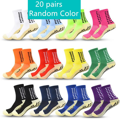 1/5/10/20 Pairs Unisex Mid Calf Sports Socks Silicone Anti Slip Dots Football Basketball Yoga Athletic Socks For Men
