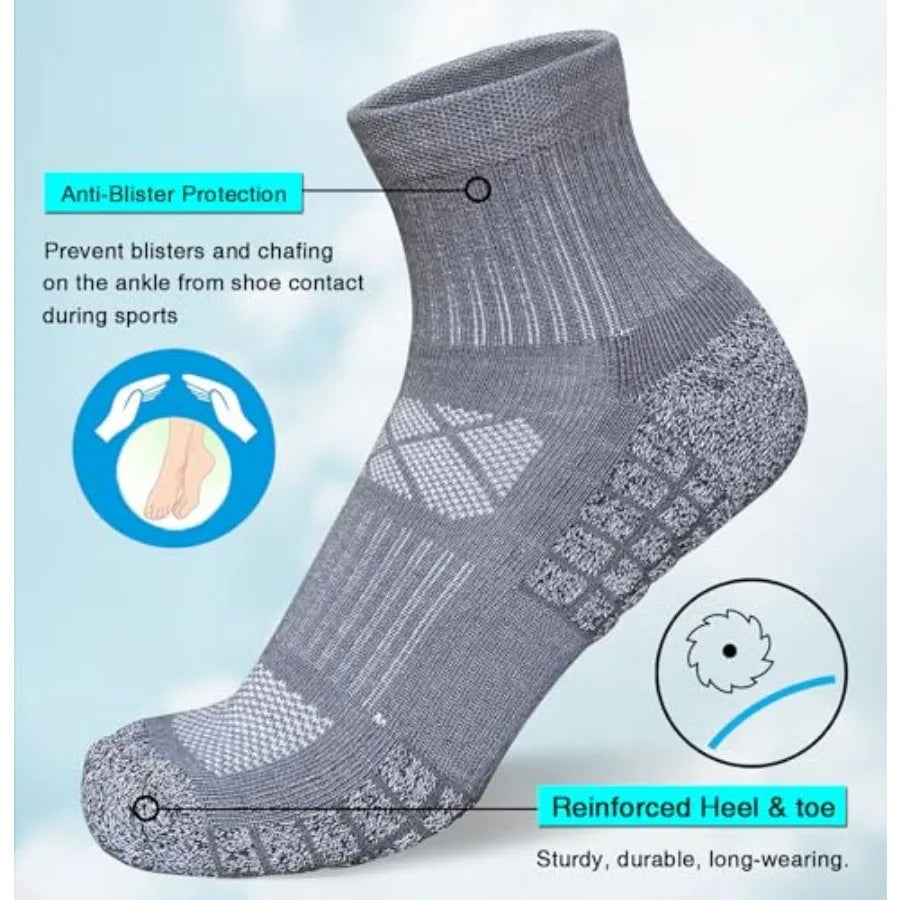 suaskk Mens Athletic Cushioned Breathable Running Quarter Socks 5 Pairs