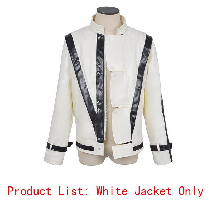 Halloween costume Jackson cosplay jacket imitator world dance king creator red and white leather jacket stage performance pa