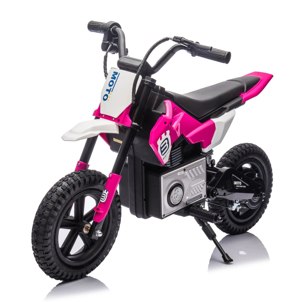24V Kids Ride On Electric Toy Motocross Motorcycle,200W High Speed Hub Motor,Rear wheel shock absorber,Adjustable speed,LED breath lamp,Bluetooth,Music,Speeds 3.11-9.32MPH For Kids Aged 5-12