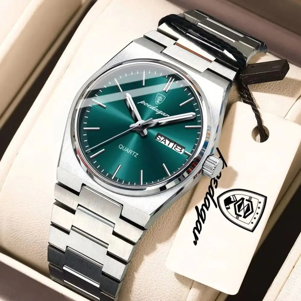 POEDAGAR Top Fashion Women Watch Waterproof Luminous Date Week Luxury Ladies Clock Quartz Stainless Steel Casual Woman's Watches