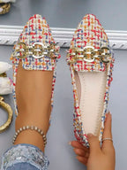 Pink Bowknot Pointed Toe Slip-On Flats For Women Comfortable Casual Summer Shoes