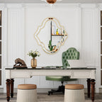 LUVODI Irregular Silver Wall Mirror with Golden Rim Decorative Home Accents for Entryway And Fireplace Hanging