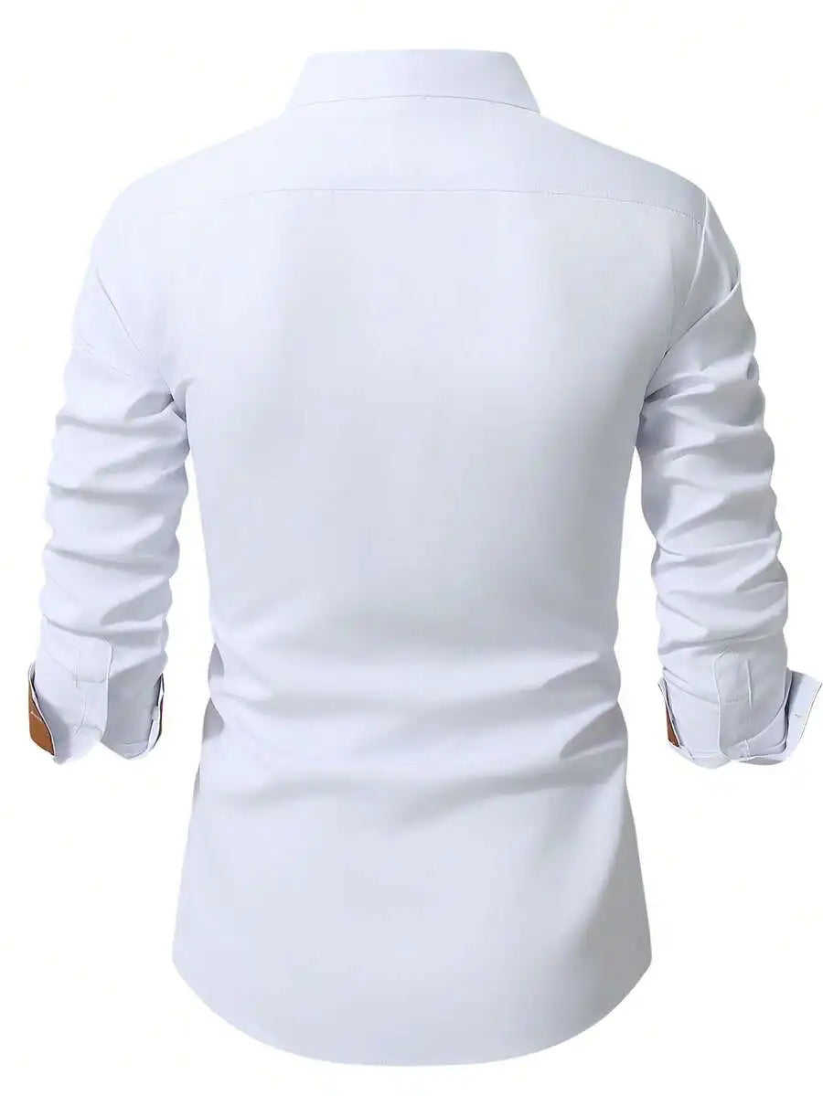 Mens Business Casual Long Sleeve Button Down Dress Shirt Formal