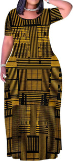 Plus Size Maxi Dress for Women Summer Casual Short Sleeve Tshirt Dresses with Pockets (XL-6XL)