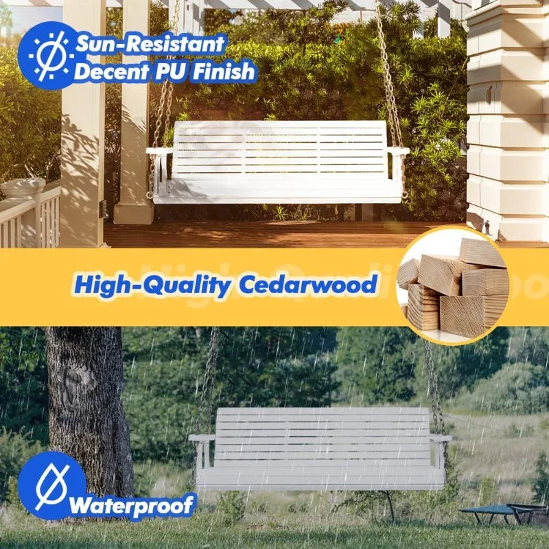 Heavy Duty Outdoor Swing Chair Bench Only Wooden Porch Swing with Chains Outdoor Furniture