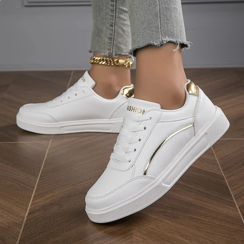 Baasploa Women Casual Sneakers Leather Platform Sneakers Classics Comfort Non-Slip Skateboarding Shoes