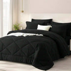 5/7 Piece Solid Color Bed Comforter Set Queen, Creative Geometric Pattern Design, Soft And Comfortable Summer Bedding Set