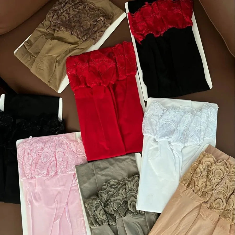 Sexy Horse Oil Shinny Silk Stockings Silicone Non-Slip Lace Thigh High Socks Summer Ultra Thin Hosiery Lingerie