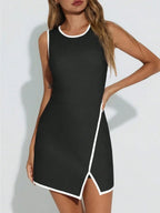 Women's Tennis Dress With Built-In Shorts & Pockets, Sleeveless Athletic Mini Dress With Bra, Golf Sports Dress