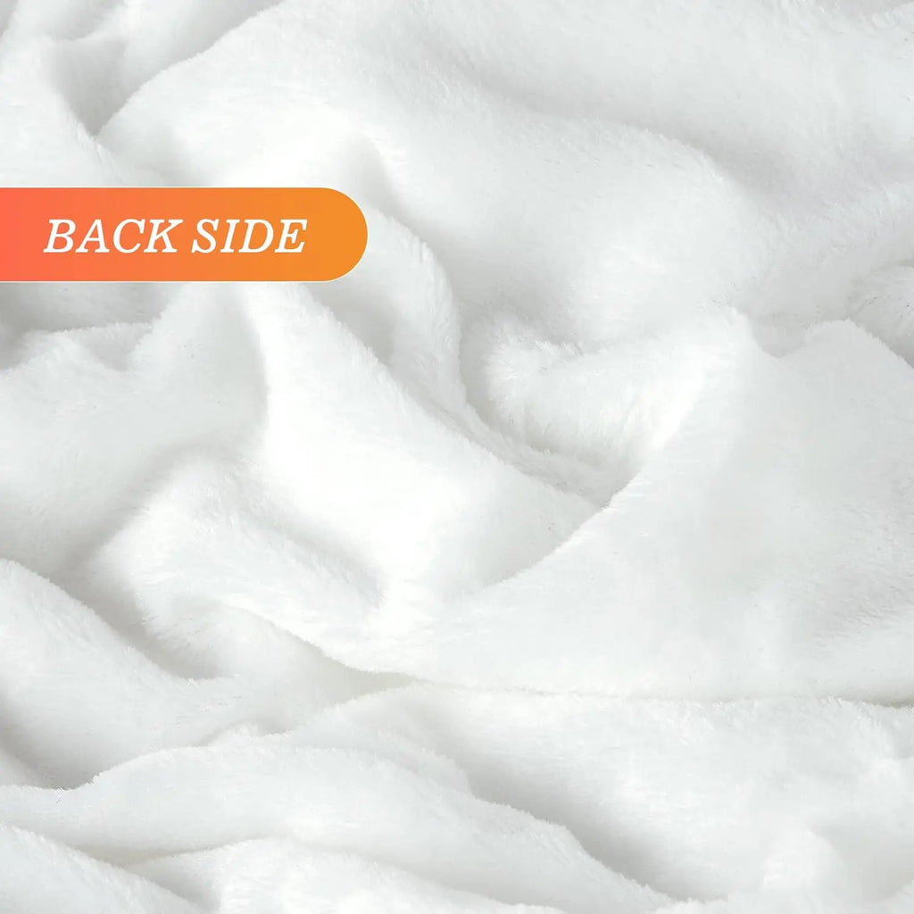 Extra Soft Fuzzy Faux Fur Throw Blanket 50x60, Reversible Lightweight Fluffy Cozy Plush for Couch Sofa Bed, Pure White