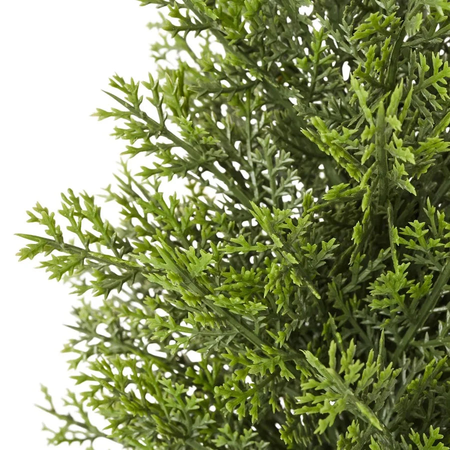 Artificial Topiary Cedar Trees 60 inch 2 Set Faux Pine Shrubs Plants Fake Silk Tree Look Real Easy Assembly for Decor Front Por