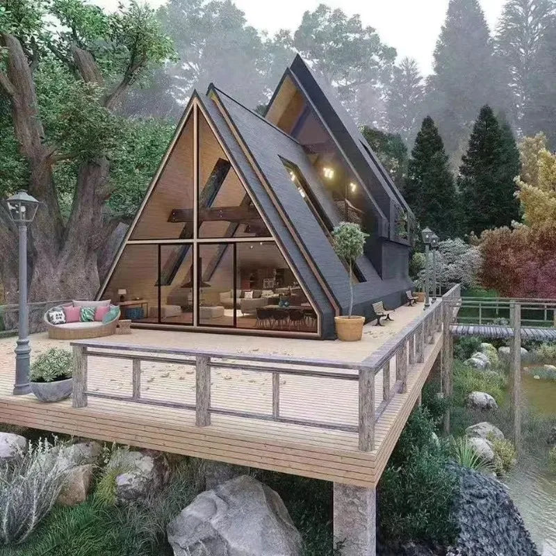 Triangle Shape Structure Small Cabin Tiny House Luxury Triangle House Prefab Modular a Frame House for Living