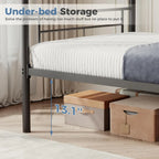 Metal Bunk Bed Frame Twin Over Twin with Ladder, High Guardrail, Heavy-Duty Slats, Under-Bed Storage, Noise-Free