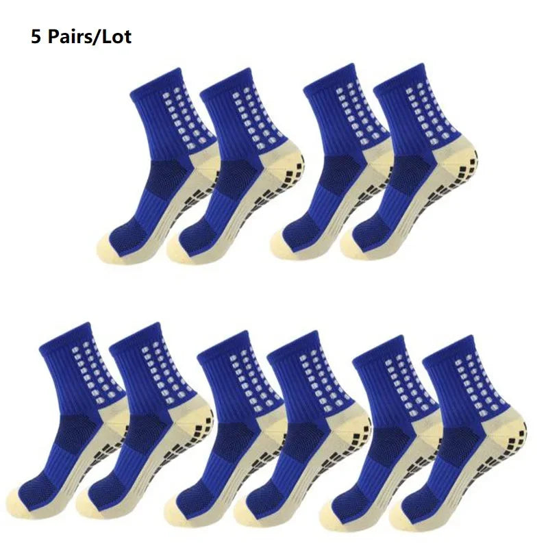 1/5/10/20 Pairs Unisex Mid Calf Sports Socks Silicone Anti Slip Dots Football Basketball Yoga Athletic Socks For Men