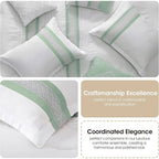 Queen Size Sage Green 7-Piece Comforter Set with Microfiber All-Season Bedding, Bed Skirt, Pillows, and Shams