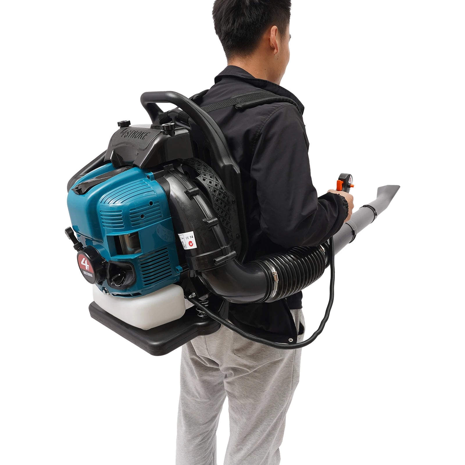 75.6CC Gasoline Leaf Blower 4 Stroke Cordless Petrol Backpack Leaf Air-cooled Blower for Yard Garden Lawn Care&Street Cleaning