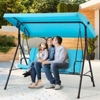 3 Seat Patio Swing, Outdoor Swing with Removable Cushions, Porch Swing with Adjustable Canopy for Backyard, Porch