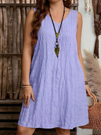 Plus Size, Plus-size Women's Solid Color V-neck Dress, Suitable for Spring and Summer Wear