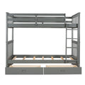 Gray Twin Over Twin Bunk Bed with Ladders and Storage Drawers LT000265AAE