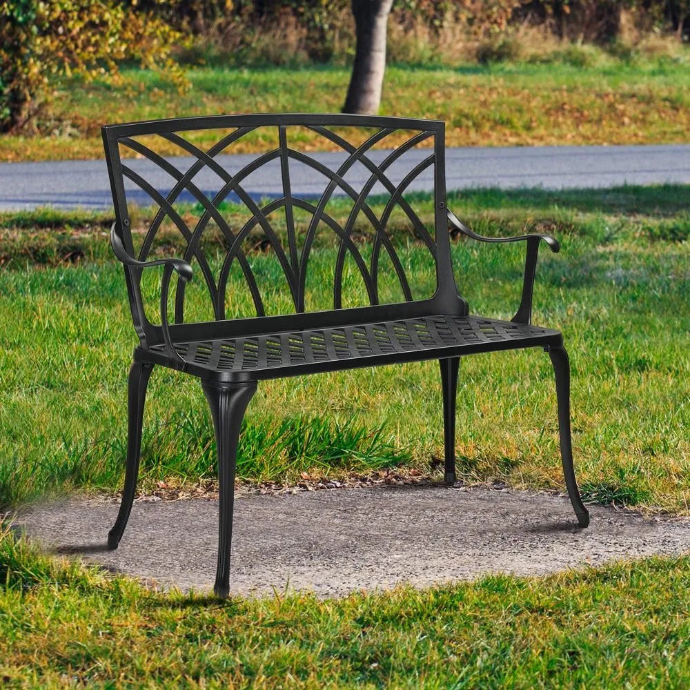 Aluminum Bench Garden Chair Porch Cast Conversation Patio for Outdoor Green