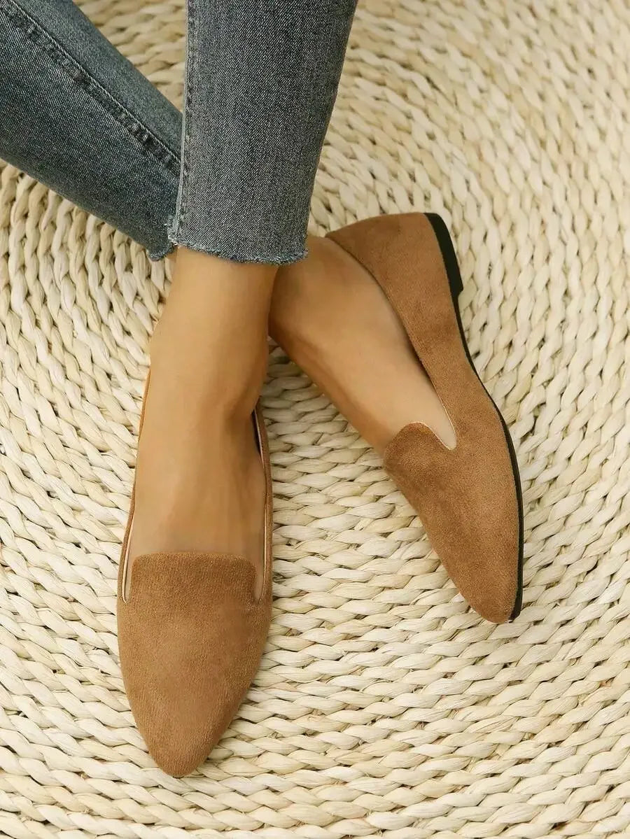 Pink Bowknot Pointed Toe Slip-On Flats For Women Comfortable Casual Summer Shoes