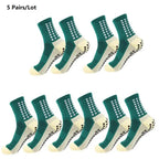 1/5/10/20 Pairs Unisex Mid Calf Sports Socks Silicone Anti Slip Dots Football Basketball Yoga Athletic Socks For Men