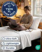 Twin XL Size 3 Piece Sheet Set - Comfy Breathable & Cooling Sheets - Hotel Luxury Bed Sheets for Women & Men - Deep Pockets, Easy-Fit, Extra Soft & Wrinkle Free Sheets - White Oeko-Tex Bed Sheet Set