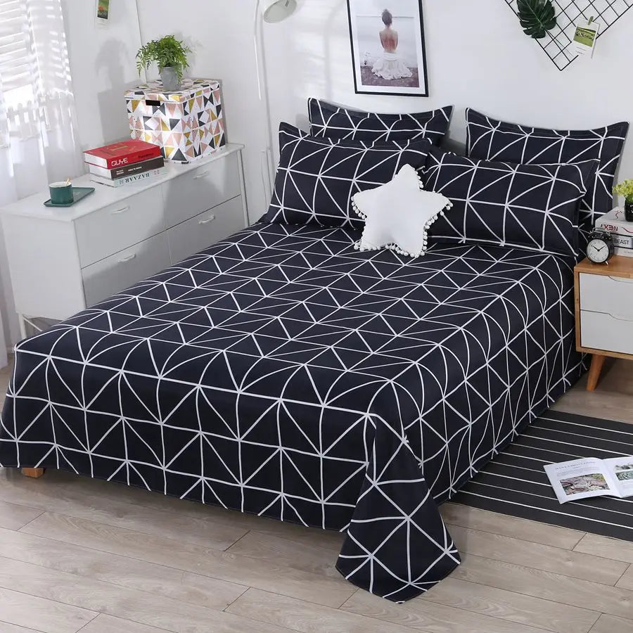 3pcs/Set Home Textile Bed Sheet Set with Pillowcases Cotton Material Lovers Room Bedding Room Flat Sheet