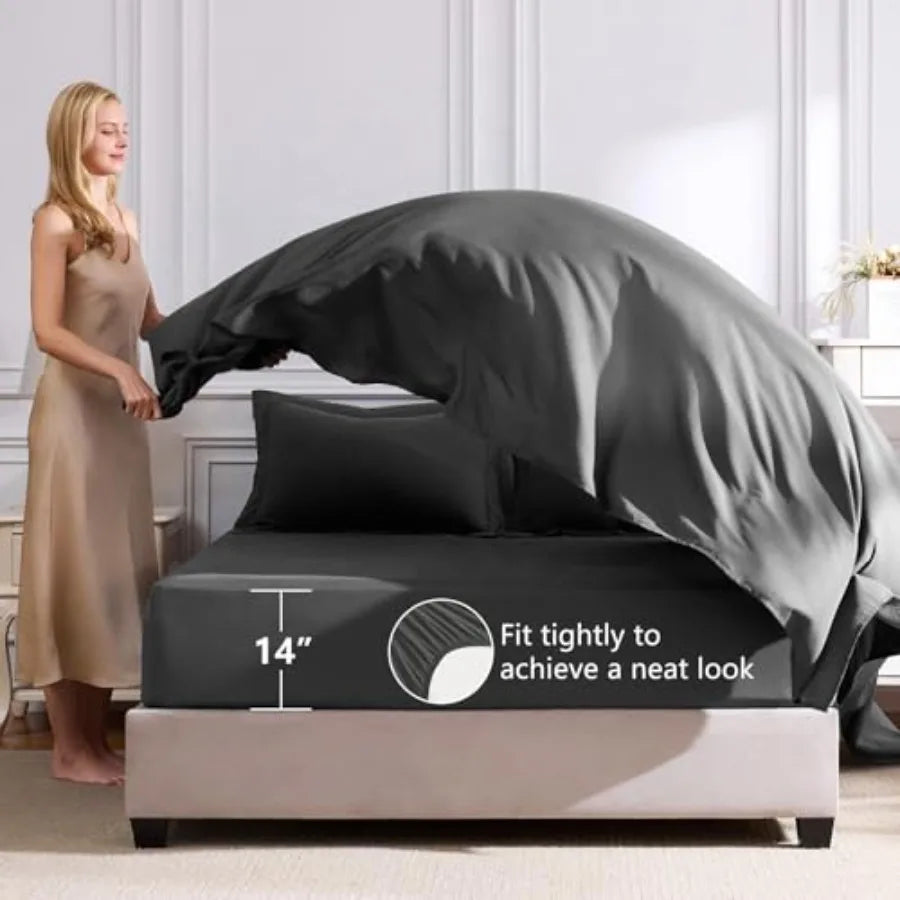 Comforter Set - Bed in a Bag Size 7 Pieces, Luxury Soft Bed Set for All Seasons, Bedding Set with Comforter, Sheets, Pillowcase