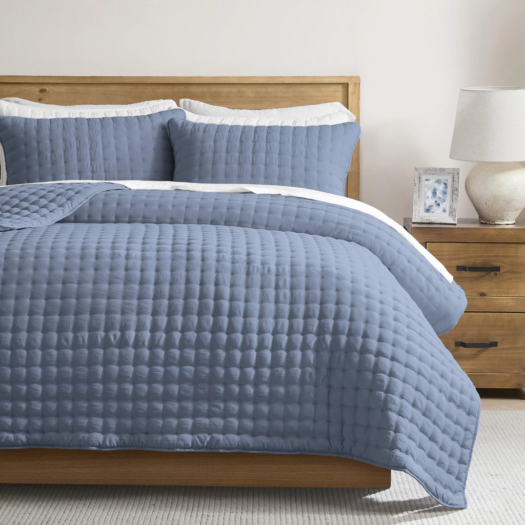 Luxury Cross-Stitch Design Quilt Bedding Set Lightweight Soft Summer Bedspread All-Season Quilted Coverlet with 2 Pillow Shams Twin Queen King California King Size Bed Covers