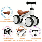 Toddler Balance Bike 10-24 Months | 4-Wheel No-Pedal Ride On Toy with 135° Steering,Anti-Rollover, Lightweight 3.3lbs, Silent Wheels for Baby Boys Girls