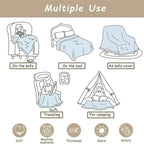 Adorable Dinosaur-Print Flannel Blanket, Soft Warm All-Season for Bed or Sofa, Cozy Comfort Throw