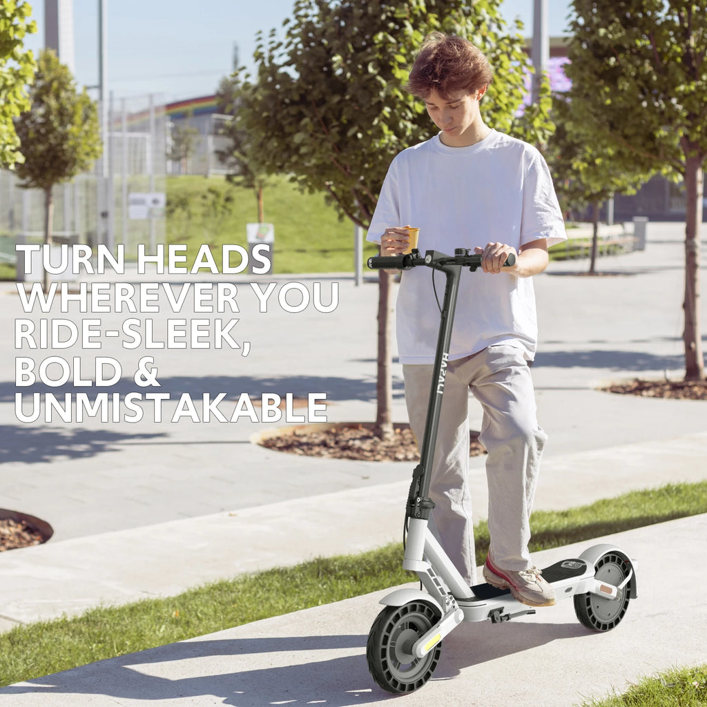 Electric Scooter for Adults with Double Swing-Arm Suspension, 21-Mile Range - 10" Tires & Full 360° Lights
