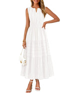 Womens Sleeveless V-Neck Boho Midi Maxi Dress With Pockets Casual Summer Beach Vacation Dress